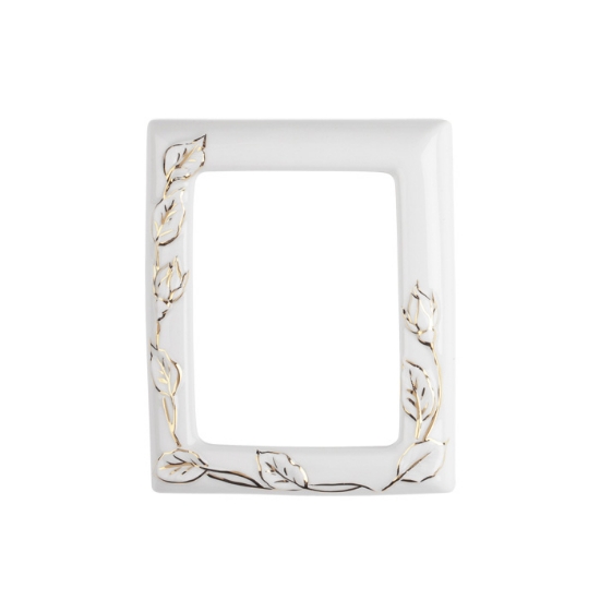 Picture of Rectangular decorated photo frame - Line of rose gold wire branches - Porcelain