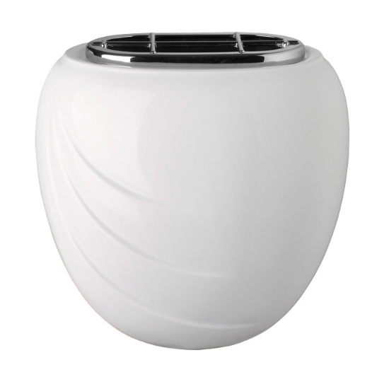 Immagine di Vaschetta portafiori per lapide - Linea Eco3 bianco - Porcellana