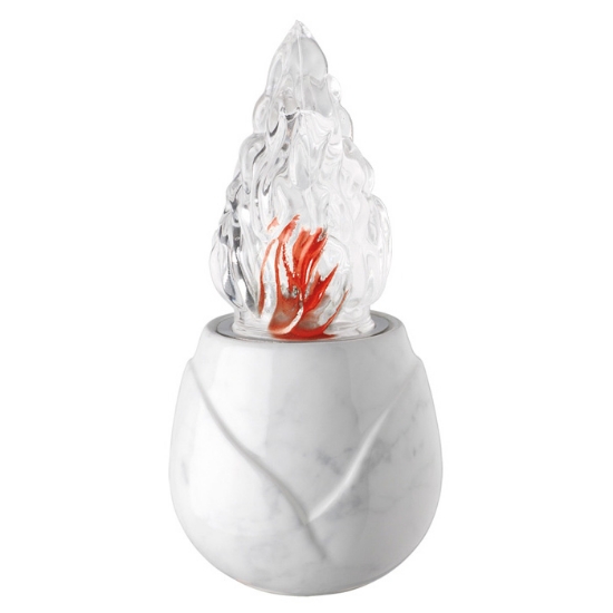Immagine di Lampada votiva per lapidi - Linea Incrocio - Marmo Carrara - Porcellana