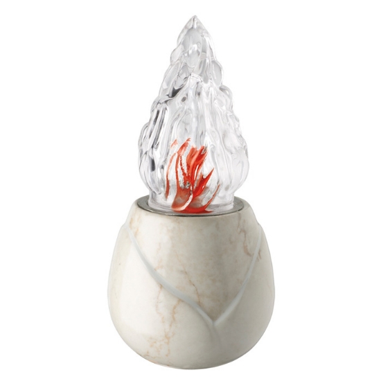 Picture of Votive lamp for gravestones - Cross Line - Botticino Marble - Porcelain