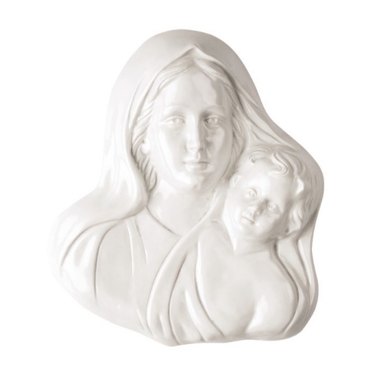 Imagen de Placa con bajorrelieve de porcelana para lápida - Virgen con niño Jesús