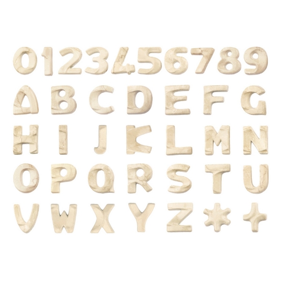 Immagine di Lettere e numeri in bronzo per lapidi - Modello Italiano - Finitura marmo Botticino