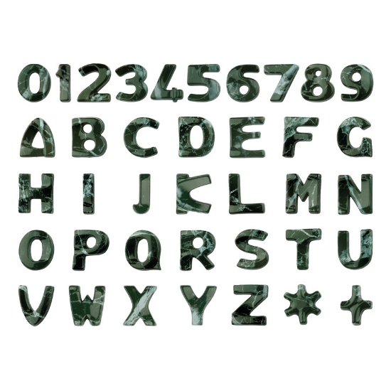 Immagine di Lettere e numeri in bronzo per lapidi - Modello Italiano - Finitura marmo Verde Guatemala