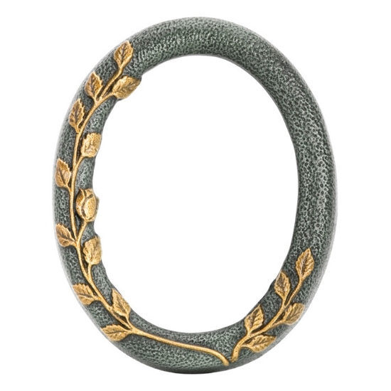 Immagine di Cornice porta-foto ovale decorata - Finitura verde antico - Linea Meg - Bronzo Shell Moulding
