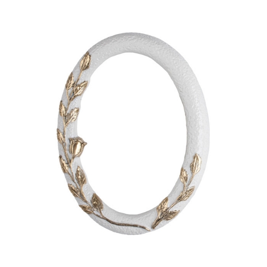 Immagine di Cornice porta-foto ovale decorata - Finitura bianco - Linea Meg - Bronzo Shell Moulding