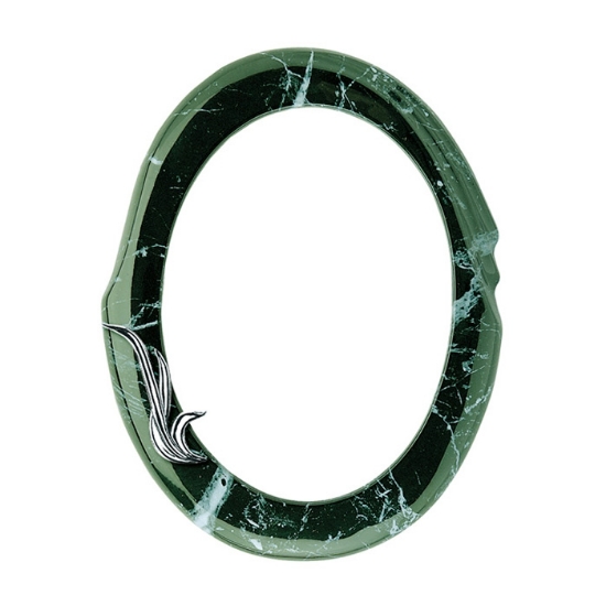 Imagen de Marco de fotos ovalado - Acabado mármol Verde Guatemala con decoración cromada - Línea Olla Fela - Bronce
