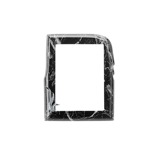 Immagine di Cornice porta-foto rettangolare - Finitura marmo Nero Marquinia con decorazione cromo - Linea Olla Fela - Bronzo