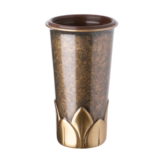 Image sur Vase à fleurs pour pierre tombale - Ligne Calice - Bronze Glitter avec finitions bronze
