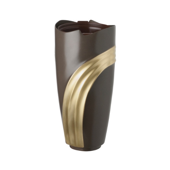 Image sur Vase à fleurs pour pierre tombale - Ligne Brown Cista - Bronze