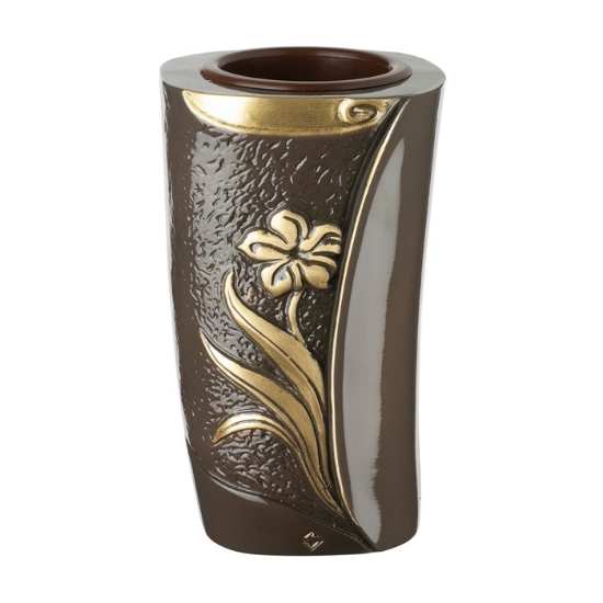 Image sur Vase à fleurs pour pierre tombale - Ligne Seba - Bronze brun