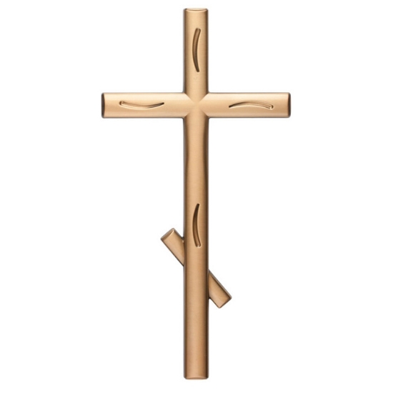 Imagen de Cruz ortodoxa estilizada - Acabado en bronce pulido con decoraciones