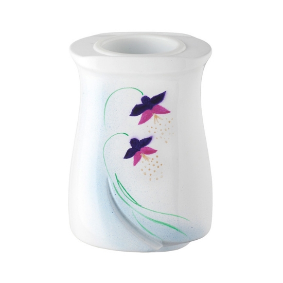 Immagine di Vaso portafiori per lapide - Linea Idria - Bronzo bianco decorato iris