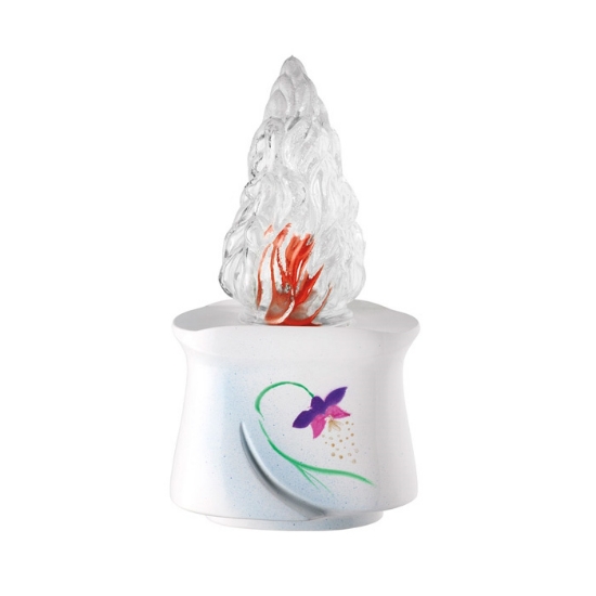 Immagine di Lampada votiva per lapidi - Linea Idria - Bronzo bianco decorato Iris