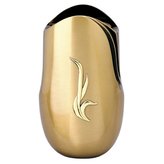 Immagine di Vaso portafiori per lapide - Linea Olla Fela - Bronzo con applicazione oro