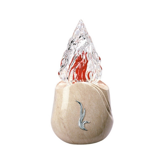 Immagine di Lampada votiva per lapidi - Linea Olla - Bronzo finitura Botticino con decorazione cromo