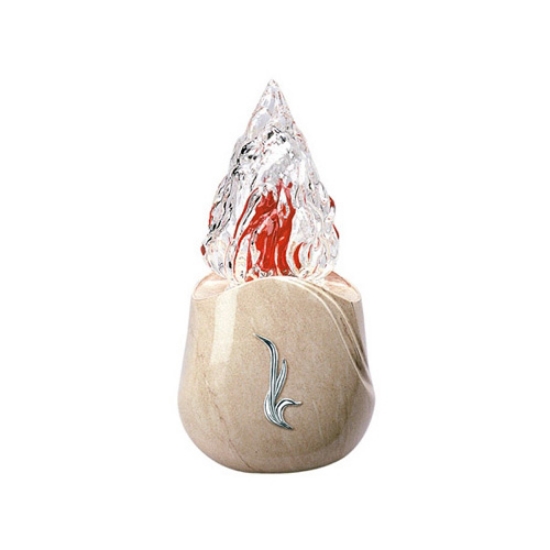 Immagine di Lampada votiva per loculi cinerari e ossari - Linea Olla - Bronzo - Finitura marmo Botticino con decorazione cromo
