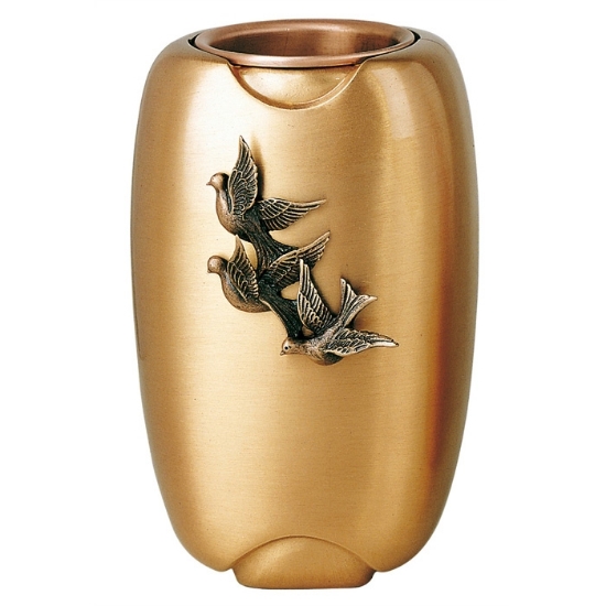 Immagine di Vaso portafiori con colombe - Olpe Volo - Bronzo (Cinerari e ossari)