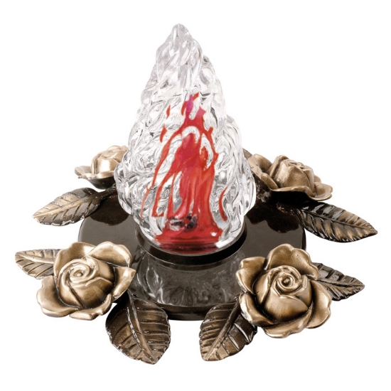Image sur Lampe de pierre tombale ornée de roses