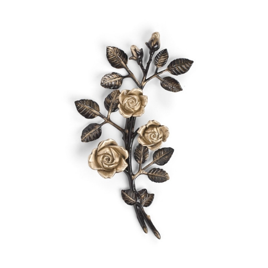 Picture of Bronze branch of roses for tombstones - Medium (left side) - Brown finish