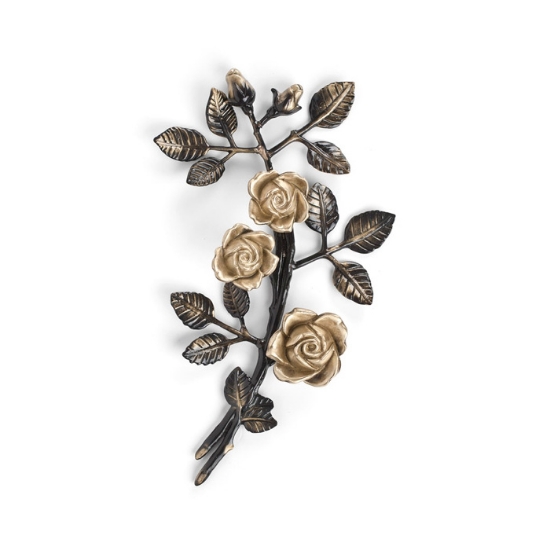 Immagine di Tralcio di rose decorativo in bronzo per lapidi - Medio (lato destro) - Finitura Brown