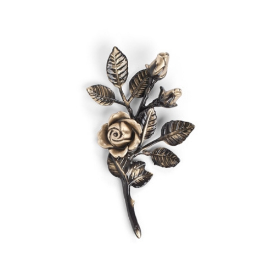 Immagine di Tralcio di rose decorativo in bronzo per lapidi - Piccolo (lato sinistro) - Finitura Brown