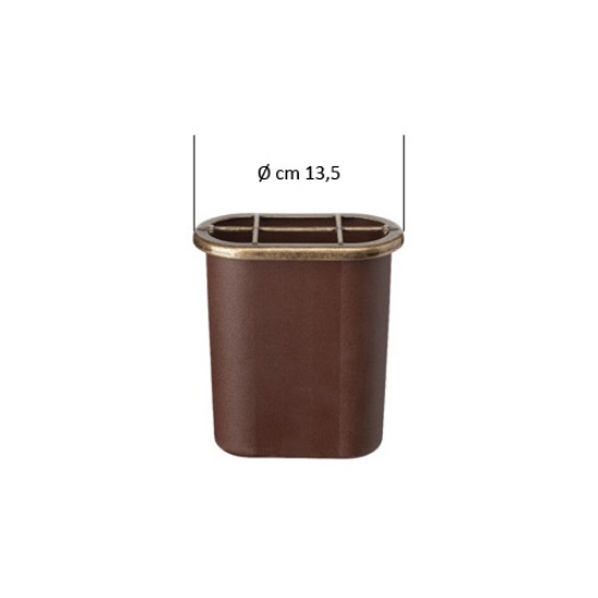 Image sur Remplacement en plastique pour bac à fleurs - Bordure extérieure en finition bronze pailleté (cm 15 x 12,5 diamètre)