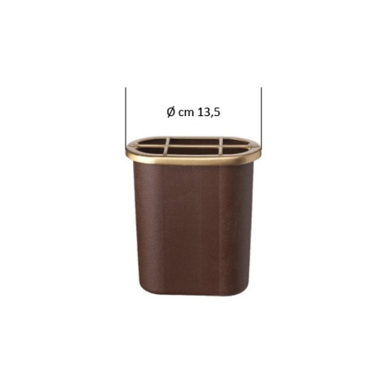 Image sur Remplacement en plastique pour bac à fleurs - Bord extérieur en finition bronze poli (cm 15 x 12,5 diamètre)