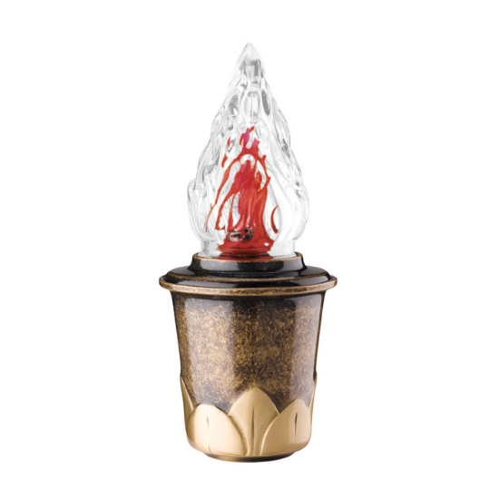 Image sur Lampe votive pour pierres tombales - Ligne Calice - Bronze Glitter avec finitions bronze