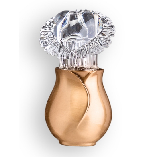 Imagen de Lámpara votiva para lápidas - Línea Apulo - Bronce pulido - Con cristal corazón