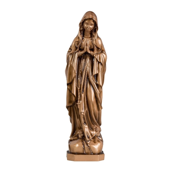 Image sur Statue de Notre-Dame de Lourdes à tête inclinée - Poudre de marbre (quartz espagnol)