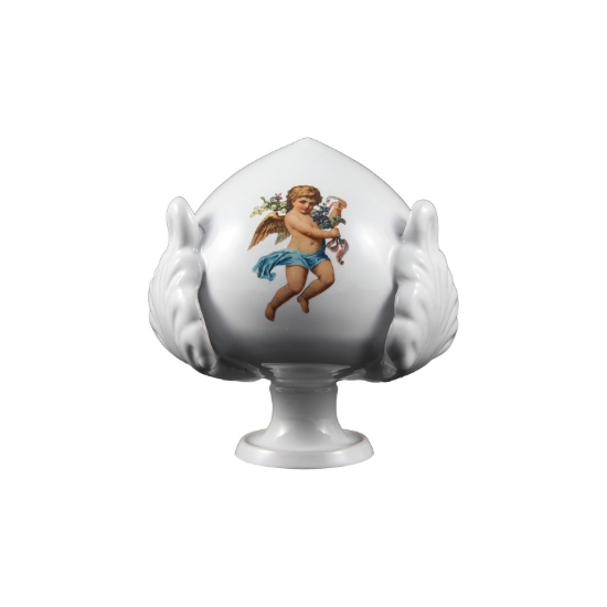 Immagine di Pomo pugliese (pumo) in ceramica decorata - Decorato con angeli - Altezza 12 cm