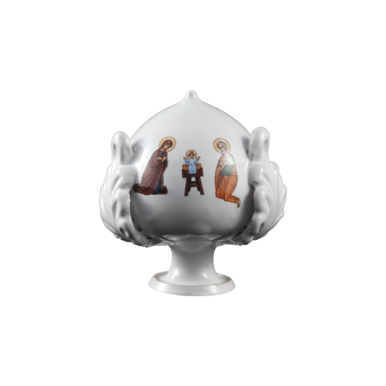 Imagen de Pomo de Apulia (pumo) en cerámica decorada - Decorado con la Natividad de Jesús - Altura 9 cm