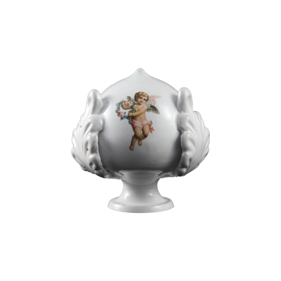 Picture of Pomo pugliese (pumo) in ceramica decorata - Decorato con angeli - Altezza 9 cm