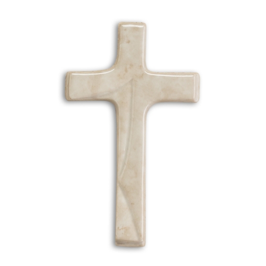 Image sur Croix en porcelaine pour pierres tombales - Finition marbre Botticino
