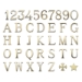 Picture of Bronze letters and numbers for gravestones. Roman model. White and Golden finishing