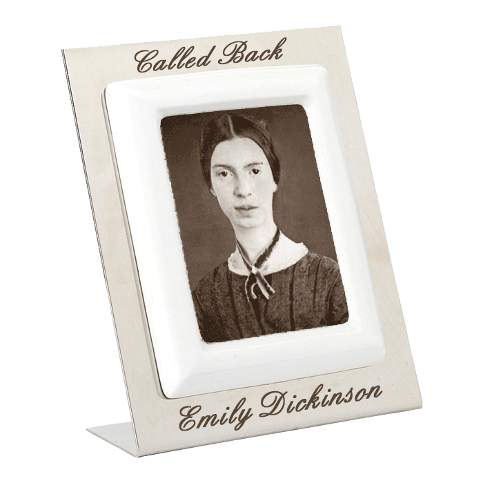 Bronze memorial photo frame of Emily Dickynson - Called back